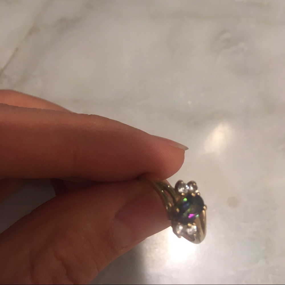 Genuine stone, stamped gold, cz